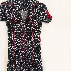 Red, black & white plaid dress